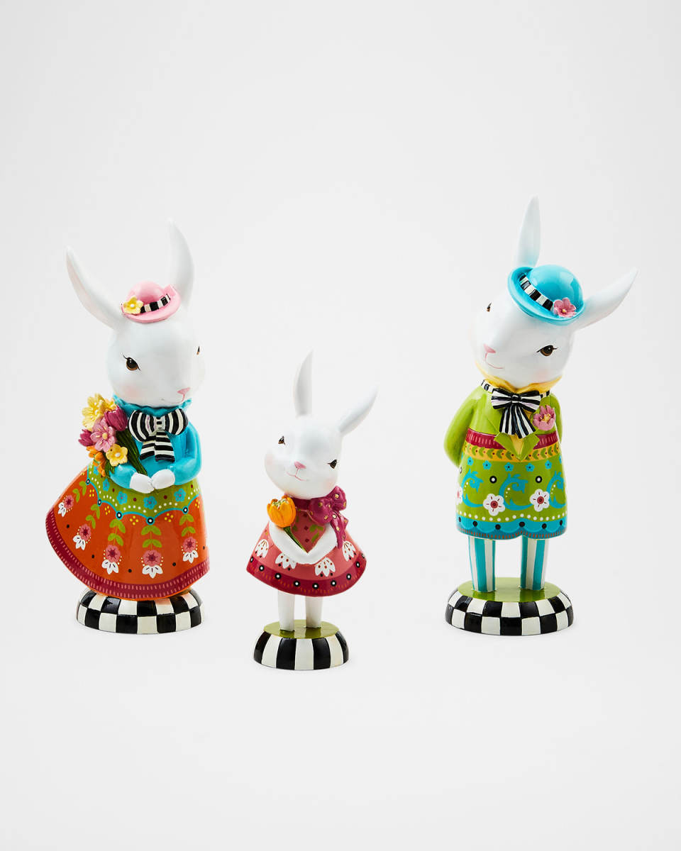 Calico Bunny Figures, Set of 3